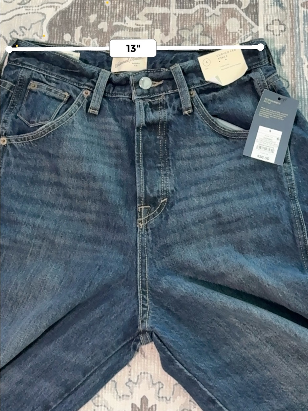 NWT Universal Thread Curved Leg Barrel Jeans High Rise Crop Ankle Size 4 - Picture 9 of 12